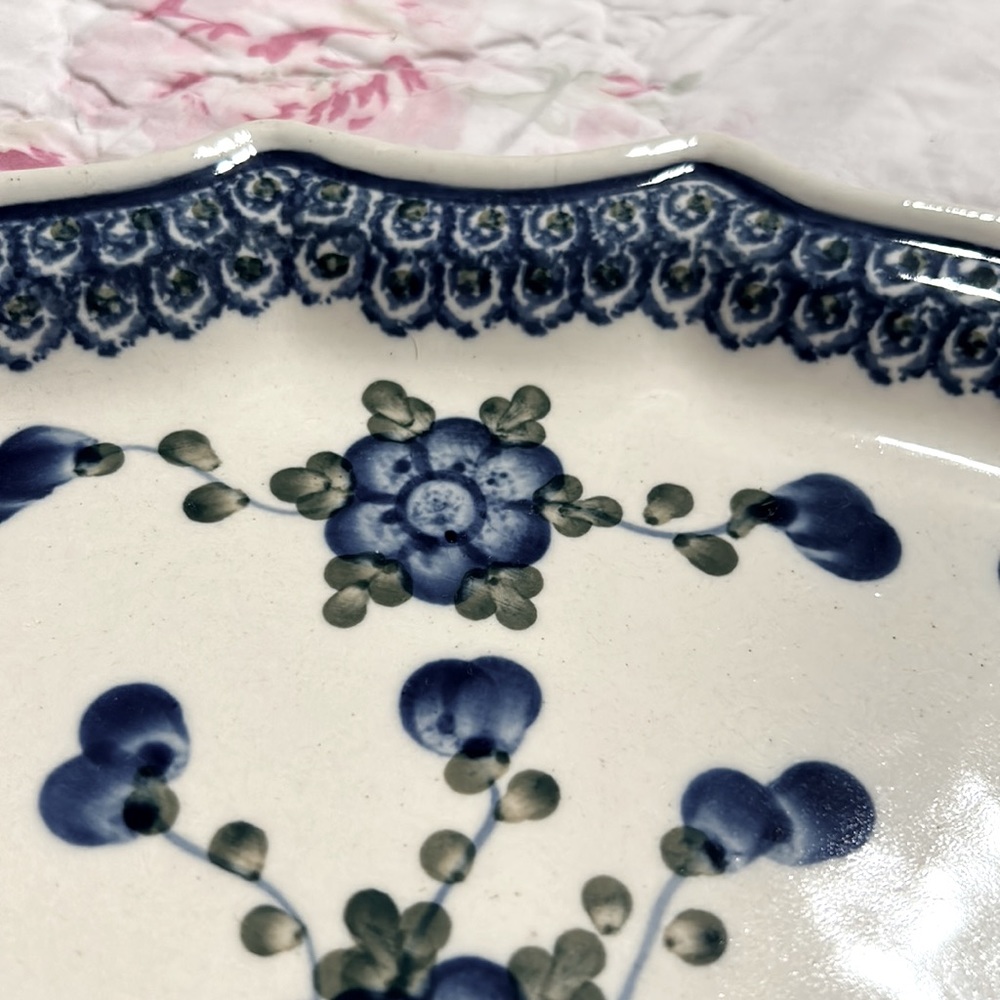 Beautiful Ceramic Blue and White Platter 10.5 X 10.5 at largest part. - Picture 2 of 6